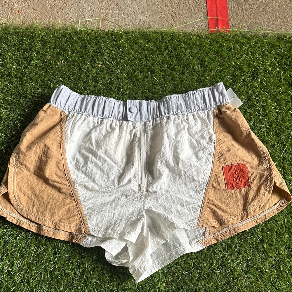 FP Movement by Free People White and Tan Athletic Shorts
